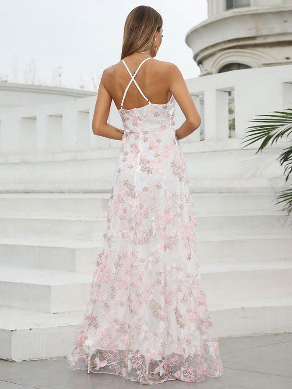 Polyester Casual Backless Floor Length Maxi Dress