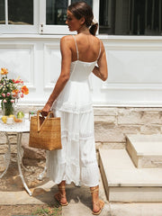 Polyester V-Neck Beach Dress