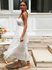 Polyester V-Neck Beach Dress