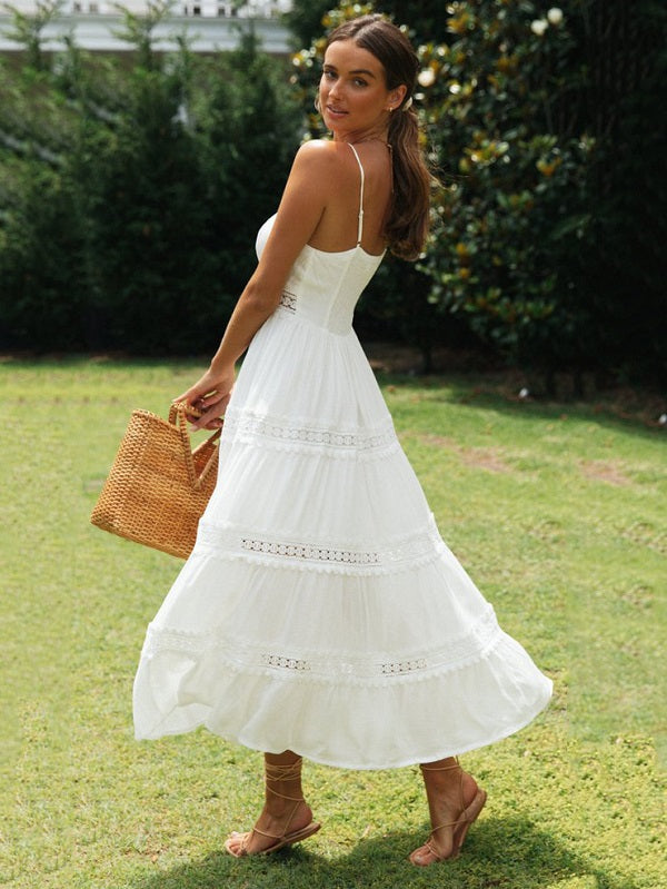 Polyester V-Neck Beach Dress