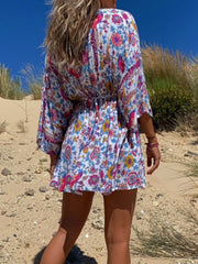 Polyester V-Neck Casual Long Sleeves Fit And Flare Dress