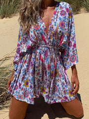 Polyester V-Neck Casual Long Sleeves Fit And Flare Dress