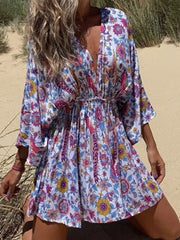 Polyester V-Neck Casual Long Sleeves Fit And Flare Dress