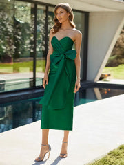 Pretty Tea-Length Sweetheart Neck Pleated Taffeta Short Dress
