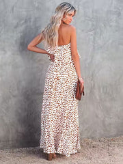 Print Long  Bohemian Strapless Maxi Dress