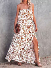 Print Long  Bohemian Strapless Maxi Dress