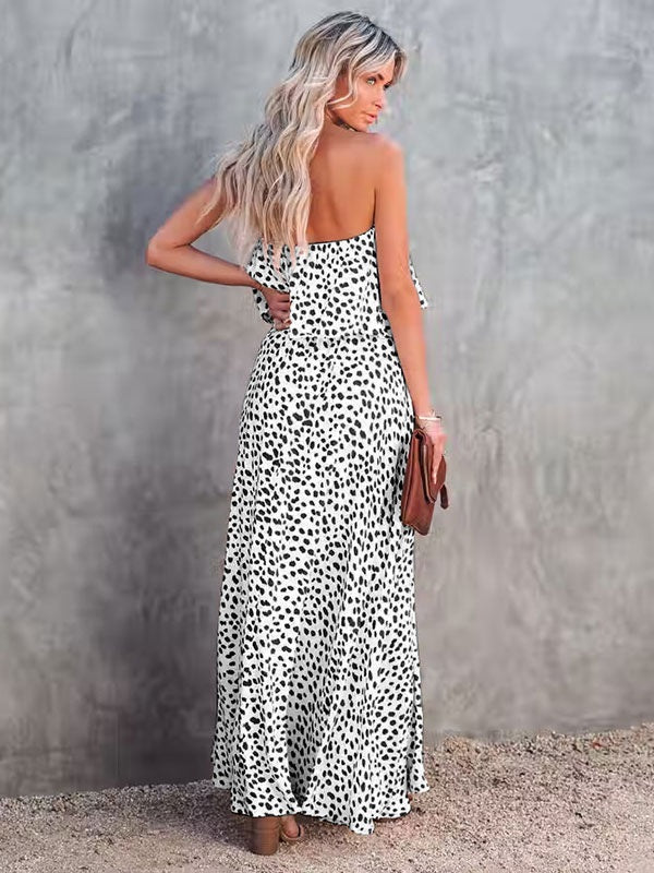 Print Long  Bohemian Strapless Maxi Dress