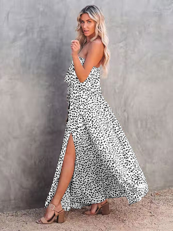 Print Long  Bohemian Strapless Maxi Dress