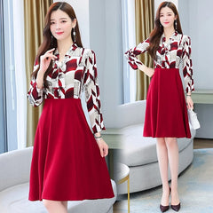 Print Patchwork Casual Party Chiffon Dress
