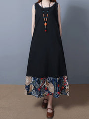 Print Patchwork Sleeveless Vintage Dresses