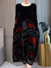 Print Patchwork Velvet Dresses