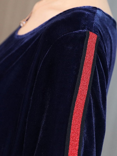 Print Patchwork Velvet Dresses