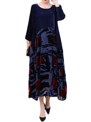 Print Patchwork Velvet Dresses