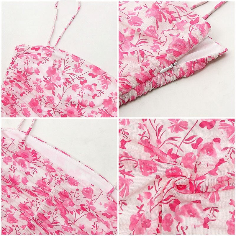 Print Spaghetti Strap Ruched Skinny Mini Dresses