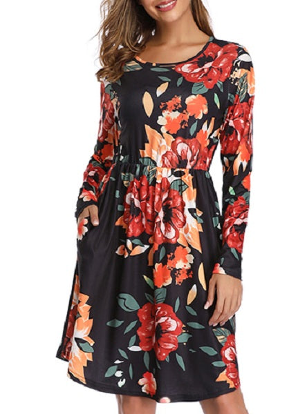 Printed Long Sleeve T Shirt Dress