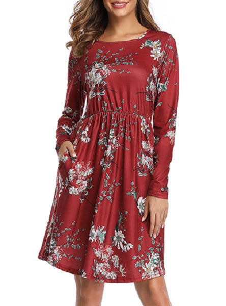 Printed Long Sleeve T Shirt Dress