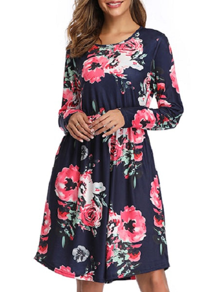 Printed Long Sleeve T Shirt Dress