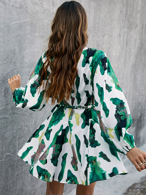 Printed Polyester Jewel Neck Fit And Flare Dress