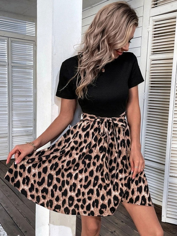 Printed Sash Jewel Neck Medium Beach Dress