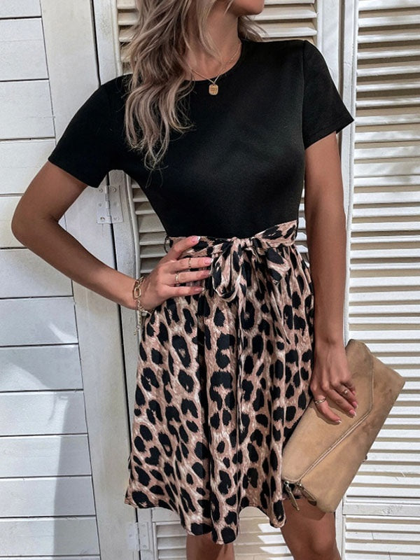 Printed Sash Jewel Neck Medium Beach Dress