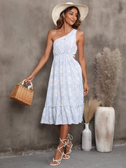 Printed Zipper Long Beach Dress