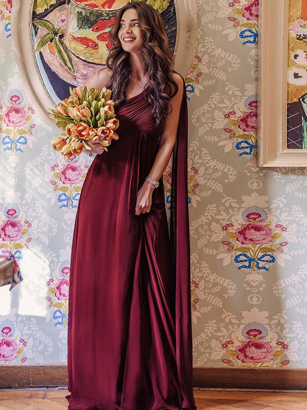 Prom A-Line Chiffon Sleeveless Pleated Maxi Party Dresses