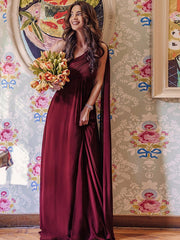 Prom A-Line Chiffon Sleeveless Pleated Maxi Party Dresses