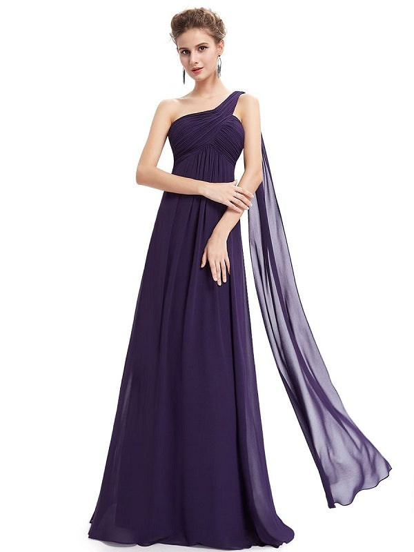 Prom A-Line Chiffon Sleeveless Pleated Maxi Party Dresses