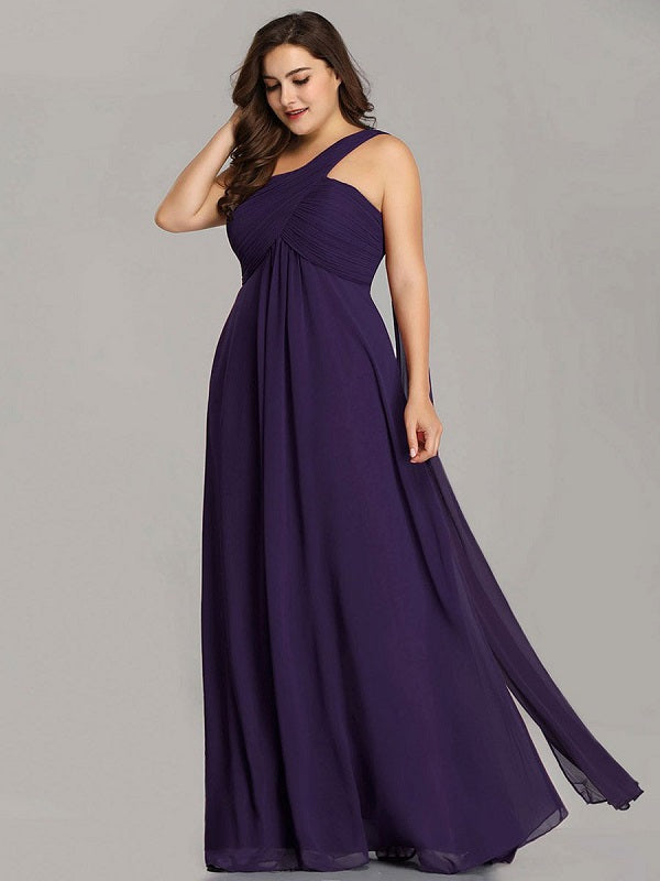 Prom A-Line Chiffon Sleeveless Pleated Maxi Party Dresses