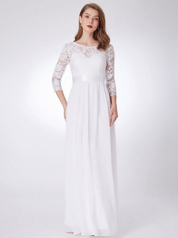 Prom  A-Line Half Sleeves Tulle Lace Floor-Length Dresses