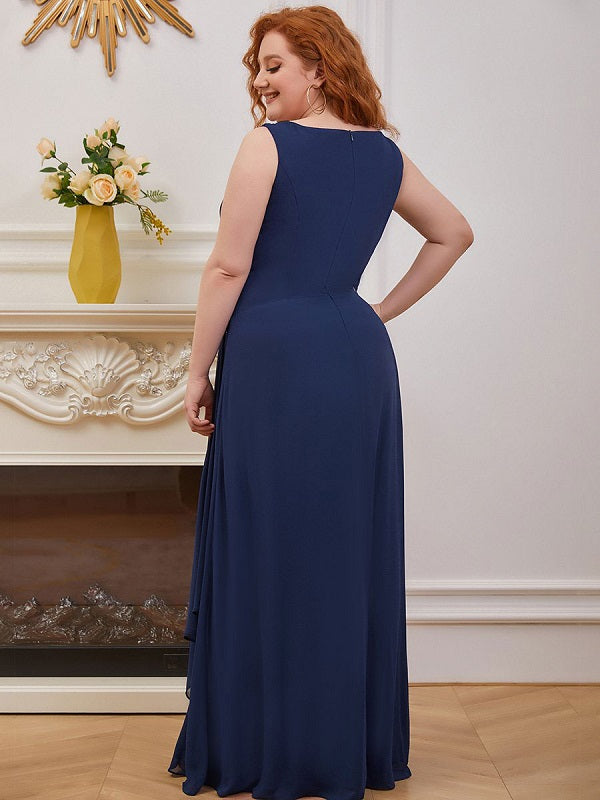 Prom A-Line Jewel Neck Sleeveless Applique Floor-Length Dresses