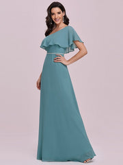 Prom A-Line One Shoulder Sleeveless Backless Evening Dresses