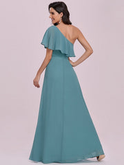 Prom A-Line One Shoulder Sleeveless Backless Evening Dresses
