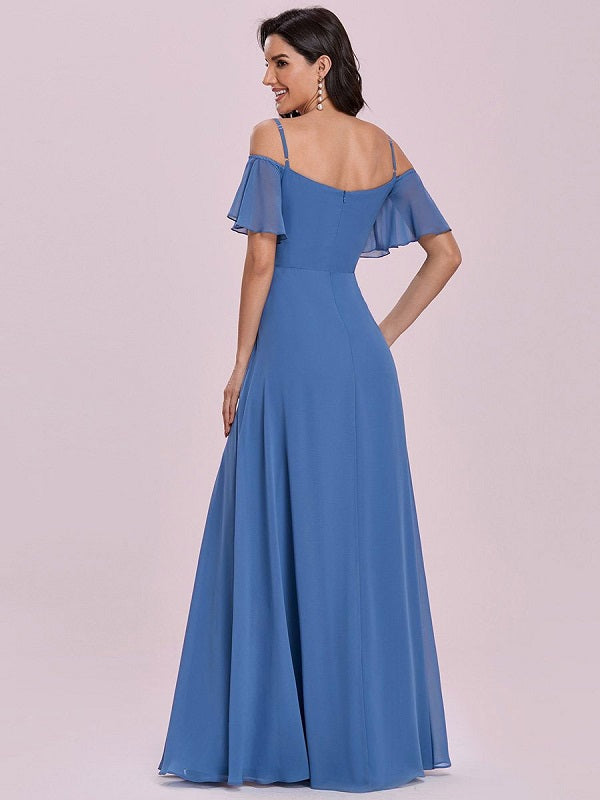 Prom A-Line Sleeveless Split Front Chiffon Evening Dress