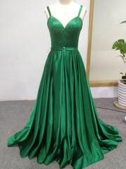 Prom A Line Sweetheart Neck Sleeveless Split Front Floor Length Party Dresses