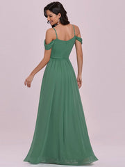 Prom Chiffon V-Neck A-Line Sleeveless Pleated Maxi Dresses