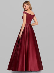 Prom Satin Off-The-Shoulder A-Line Sleeveless Maxi