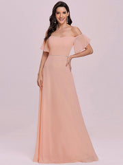 Prom Off-The-Shoulder Sleeveless Sash Chiffon Pageant Dresses