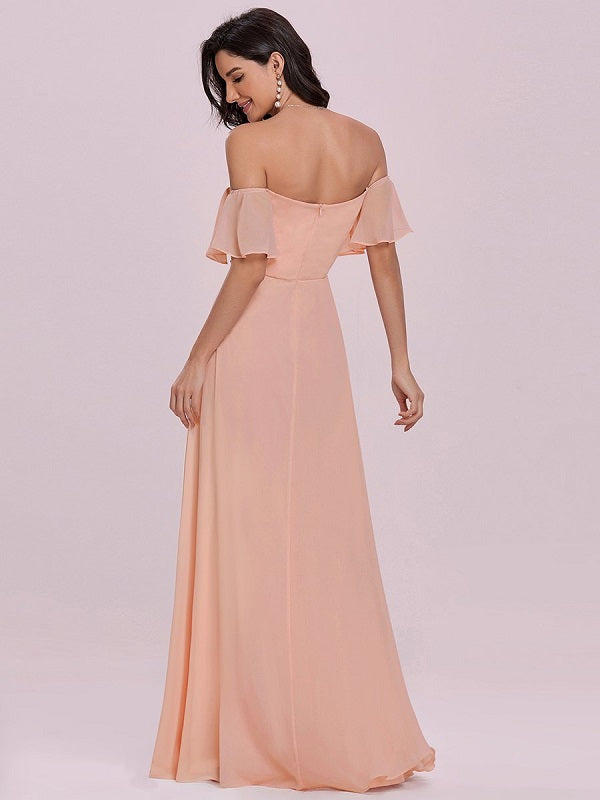 Prom Off-The-Shoulder Sleeveless Sash Chiffon Pageant Dresses