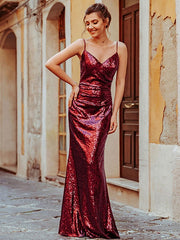 Prom V-Neck Mermaid Sleeveless Bodycon Floor-Length Dresses