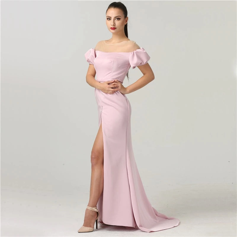 Puff Sleeves Elegant Formal Evening Dress