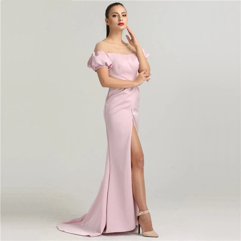 Puff Sleeves Elegant Formal Evening Dress
