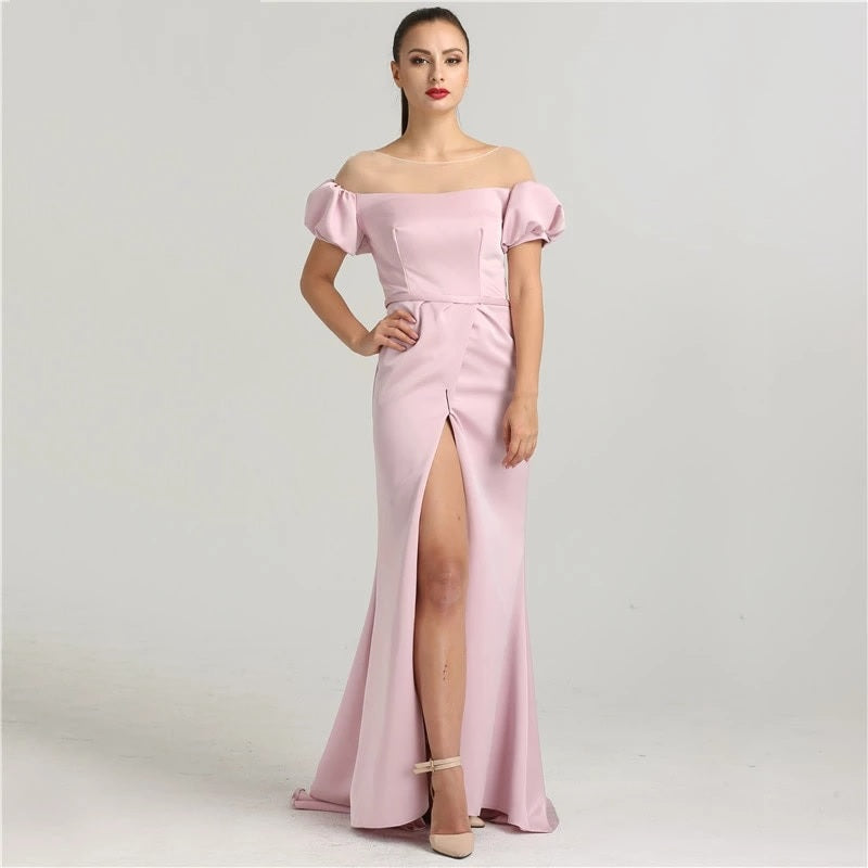 Puff Sleeves Elegant Formal Evening Dress