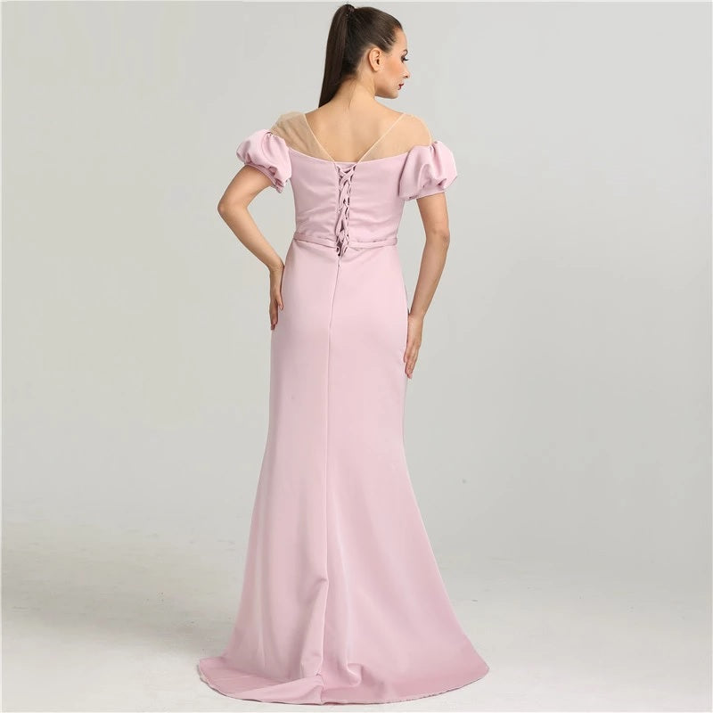 Puff Sleeves Elegant Formal Evening Dress