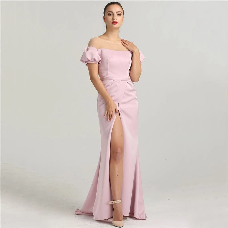Puff Sleeves Elegant Formal Evening Dress