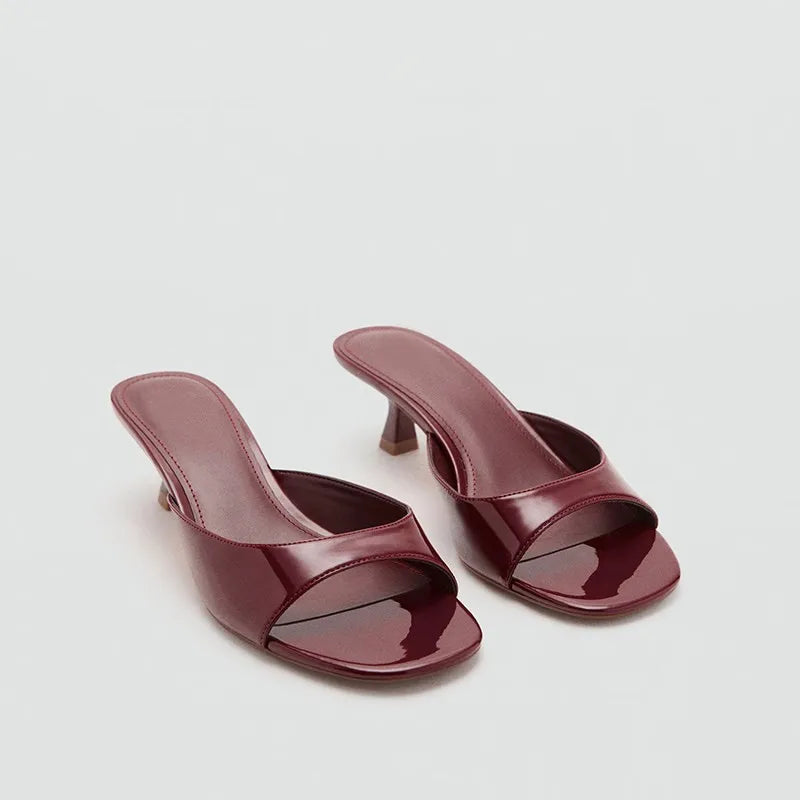 Retro Brown Leather Designer Slides Beach Party Shoes