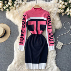 Retro Elastic Slim Sheath Bodycon Sweater Dress