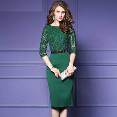 Retro Elegant Office Sweet Lace Party Dress