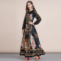 Retro Floral Print Vintage Party Maxi Dresses