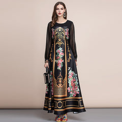 Retro Floral Print Vintage Party Maxi Dresses